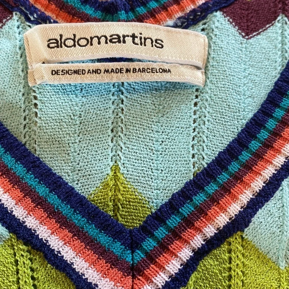 Anthropologie Aldo Martins Bamboo Rainbow Chevron Striped Knitted Tank Vest S - Picture 3 of 5